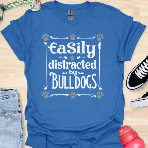 Easily distracted by bulldogs - V4 - Vintage Poster T-Shirt